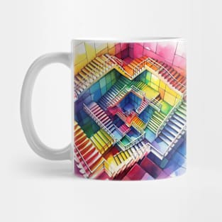 Psychedelic looking abstract illustration of Escher stairs Mug